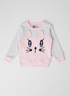 Baby Kittie Face Sweatshirt Lt.Pink