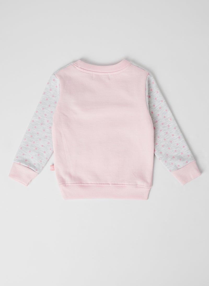 Moms Love - Baby Kittie Face Sweatshirt Lt.Pink - Image 1