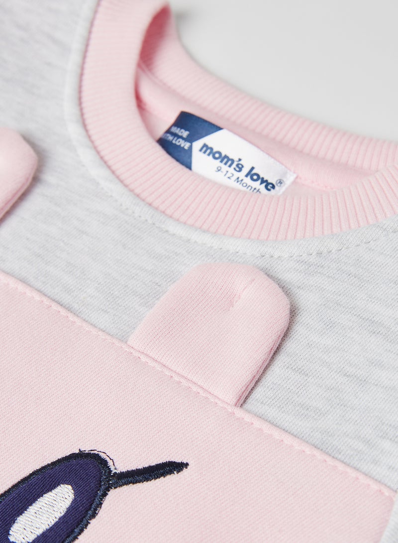 Moms Love - Baby Kittie Face Sweatshirt Lt.Pink - Image 1