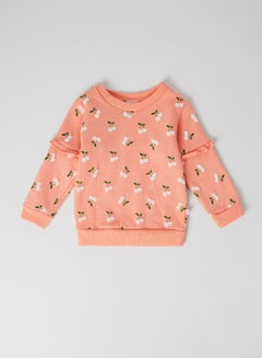 Baby Cherry Print Sweatshirt Peach