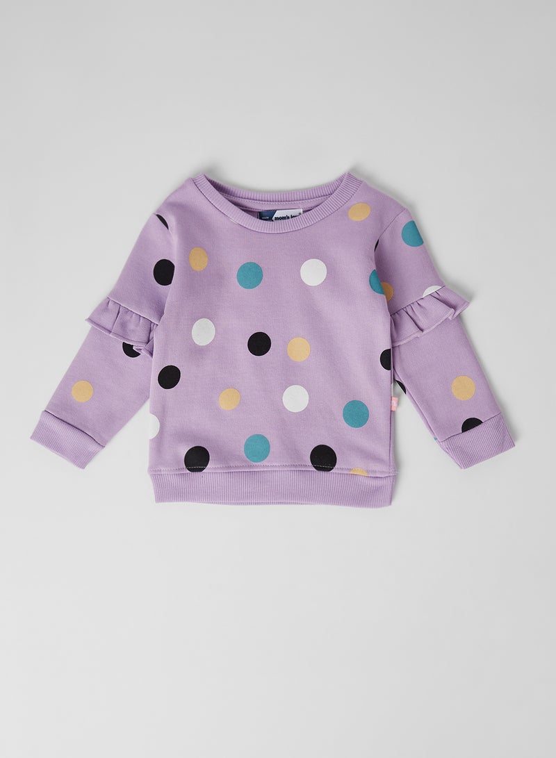Moms Love - Baby Polka Dot Sweatshirt Mauve - Image 1
