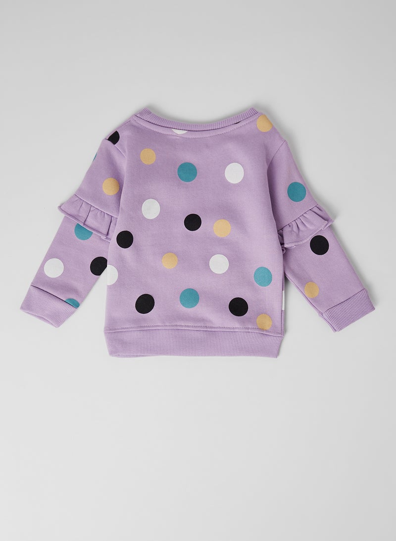 Moms Love - Baby Polka Dot Sweatshirt Mauve - Image 1