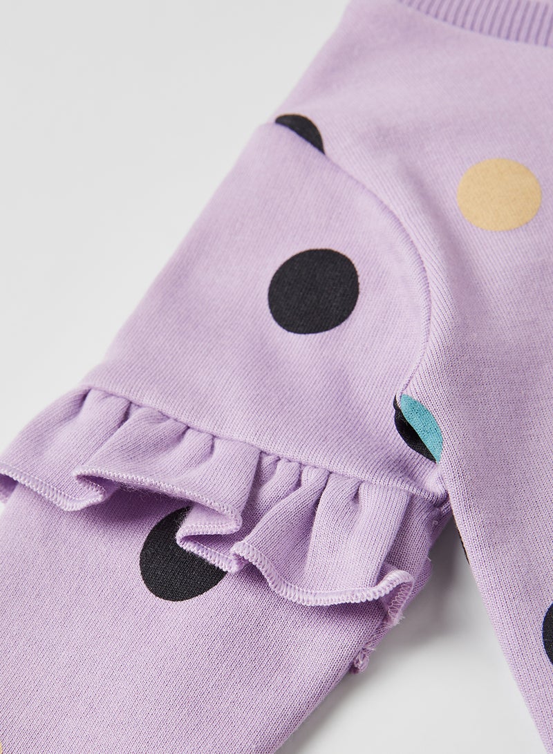 Moms Love - Baby Polka Dot Sweatshirt Mauve - Image 1
