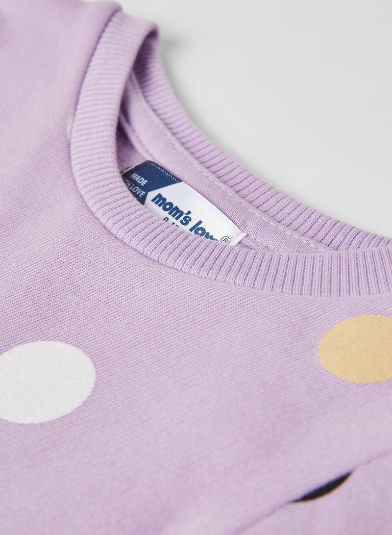 Moms Love - Baby Polka Dot Sweatshirt Mauve - Image 1
