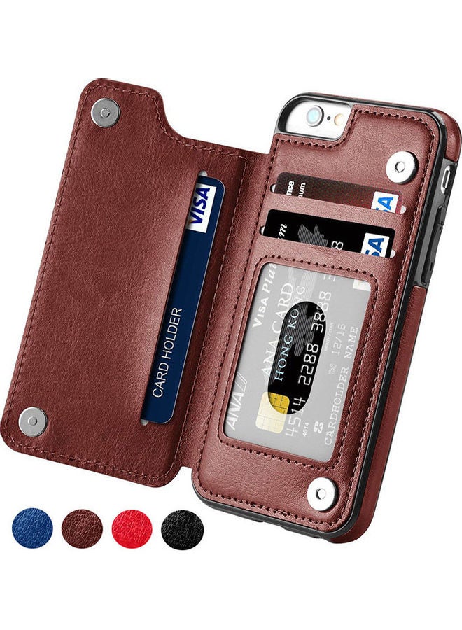 Magnetic Leather Protective Case Cover With Card Slot For Apple iPhone X 7/8 7/8 Plus Brown - Image 1