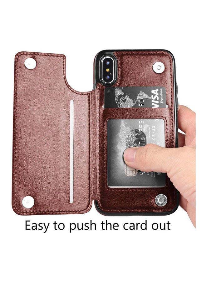 Magnetic Leather Protective Case Cover With Card Slot For Apple iPhone X 7/8 7/8 Plus Brown - Image 2