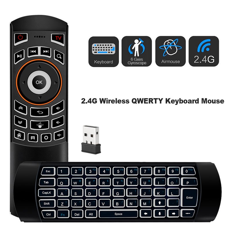 2.4G Air Mouse And Wireless Motion Sensor Remote Control Keyboard Set Black