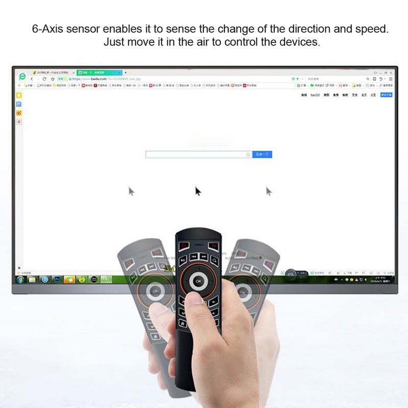 2.4G Air Mouse And Wireless Motion Sensor Remote Control Keyboard Set Black