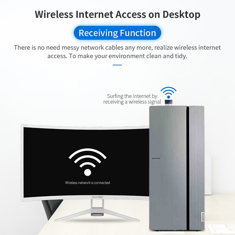 comfast Blueooth Wireless Adapter USB WiFi Network Card Blue  - Image 3