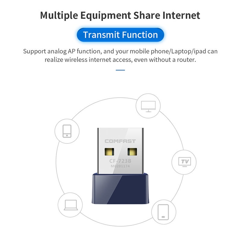 comfast Blueooth Wireless Adapter USB WiFi Network Card Blue  - Image 5