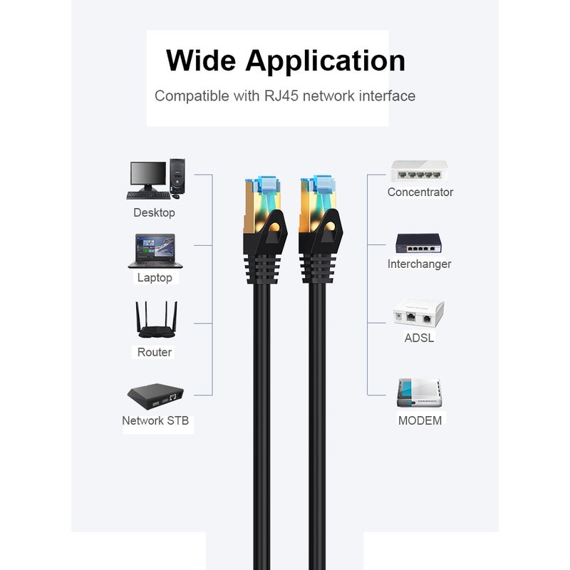 فينشن كابل شبكة إيثرنت المسطح وعالي السرعة كات 7 أسود - Image 3