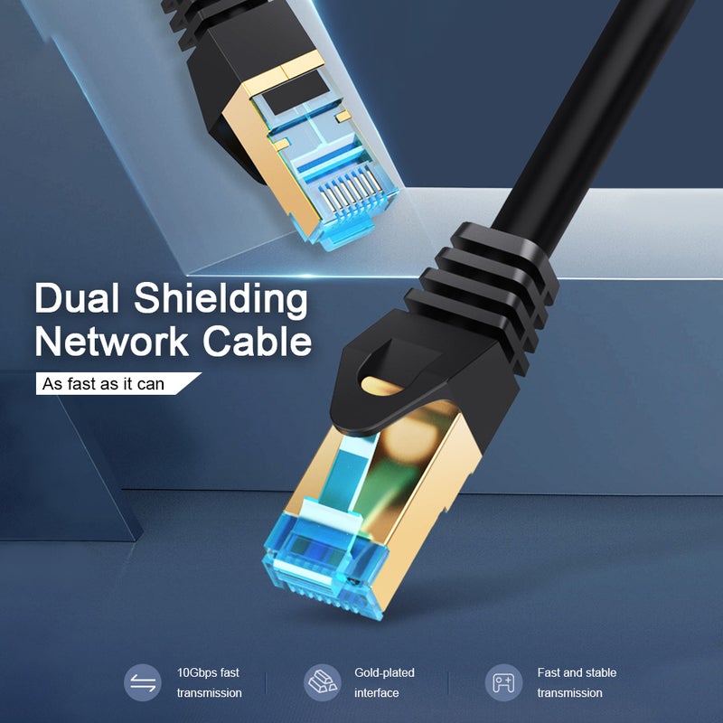 VENTION - Cat 7 Ethernet Fast Speed Flat Network Cable Black - Image 1