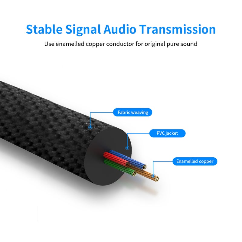 فينشن كابل تمديد صوت ستيريو مقاس 3.5 مم أسود - Image 4