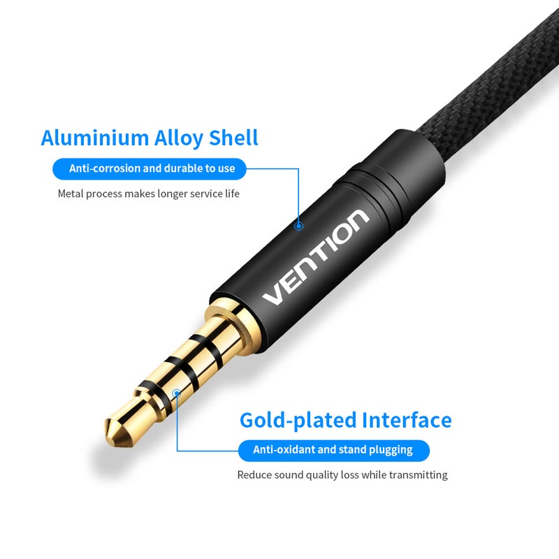 فينشن كابل تمديد صوت ستيريو مقاس 3.5 مم أسود - Image 5