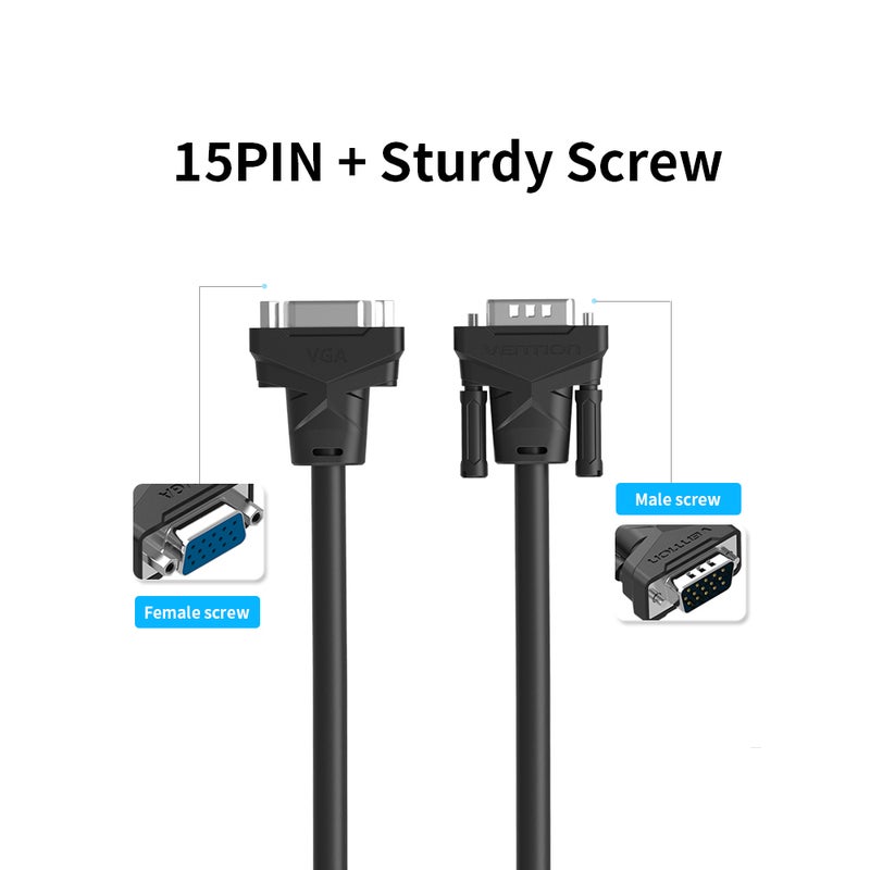 فينشن كابل تمديد VGA أسود - Image 3