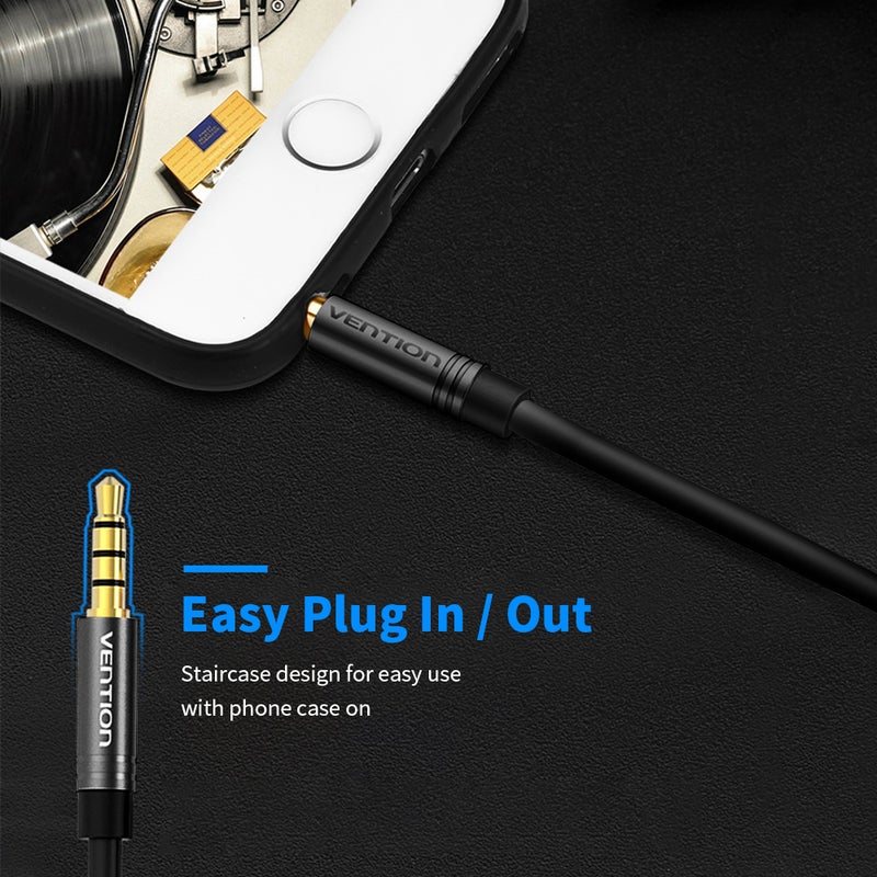 فينشن كابل تمديد صوت ستيريو مقاس 3.5 مم أسود - Image 2