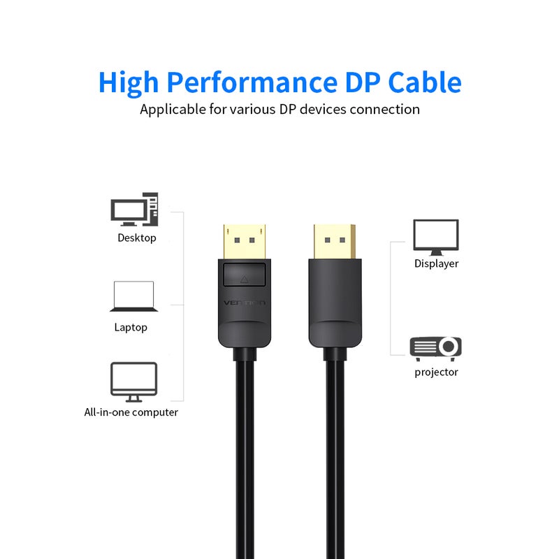 VENTION DP HD Male to Male Adapter Cable Black - Image 2