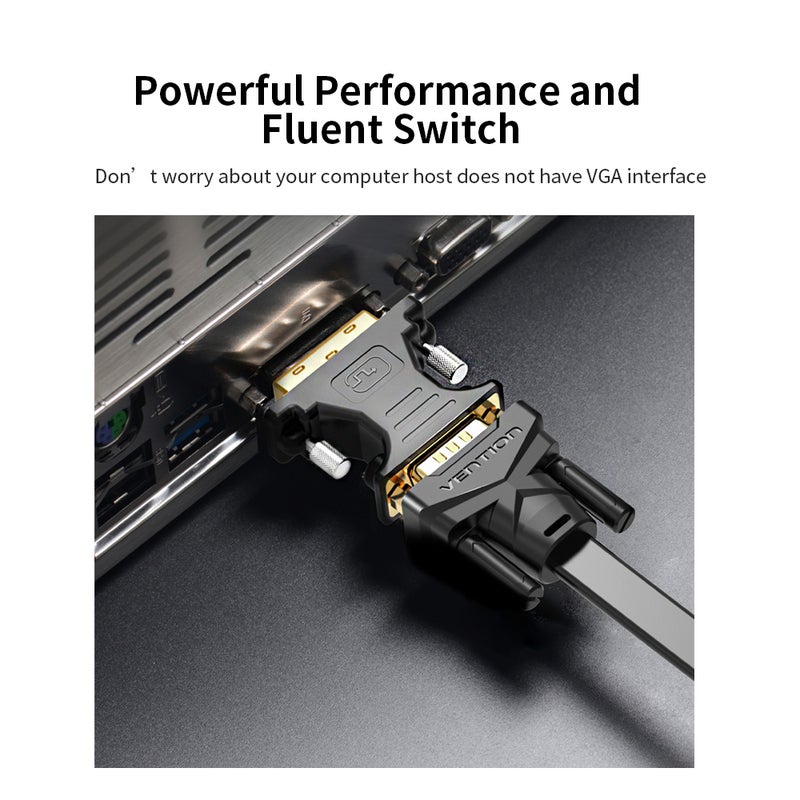 فينشن محول DVI مطلي بالذهب ذكر إلى أنثى أسود - Image 3