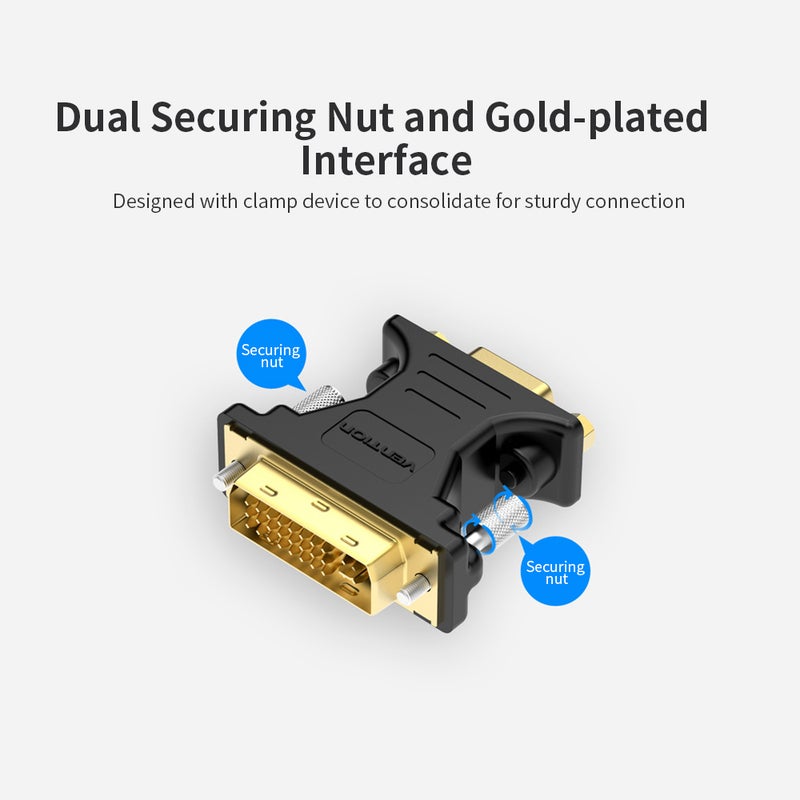 فينشن محول DVI مطلي بالذهب ذكر إلى أنثى أسود - Image 5