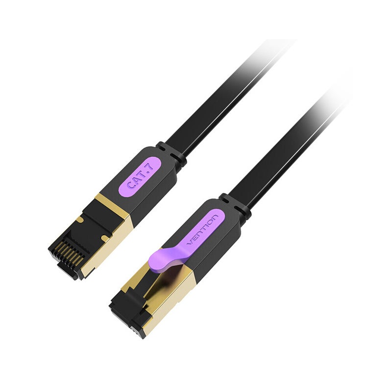 VENTION Cat 7 Fast Speed Flat Network Cable LAN Cable Black  - Image 1