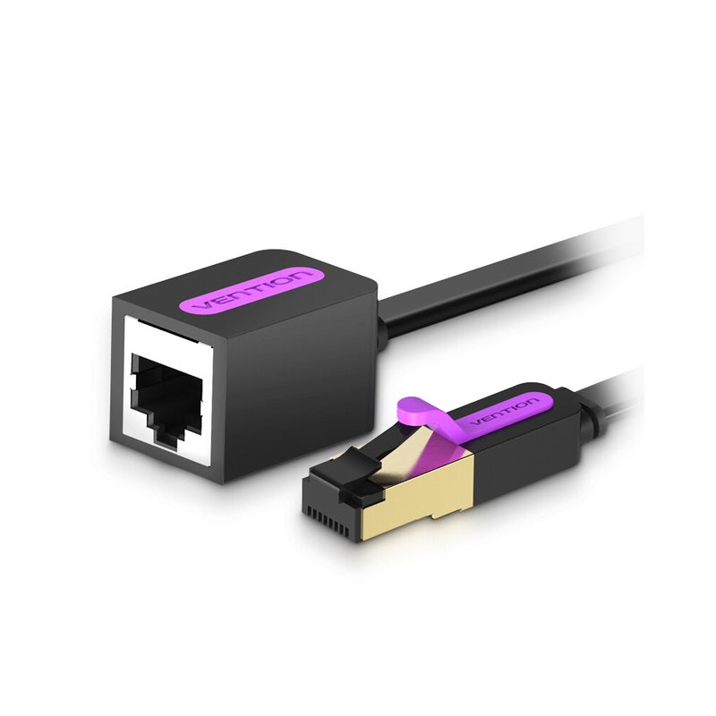 VENTION CAT 7 Fast Speed Flat Network Cable LAN Cable Black  - Image 1