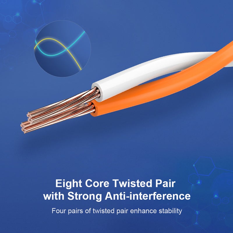 فينشن كابل CAT 7 عالي السرعة بتصميم مسطح لشبكات LAN أزرق - Image 4