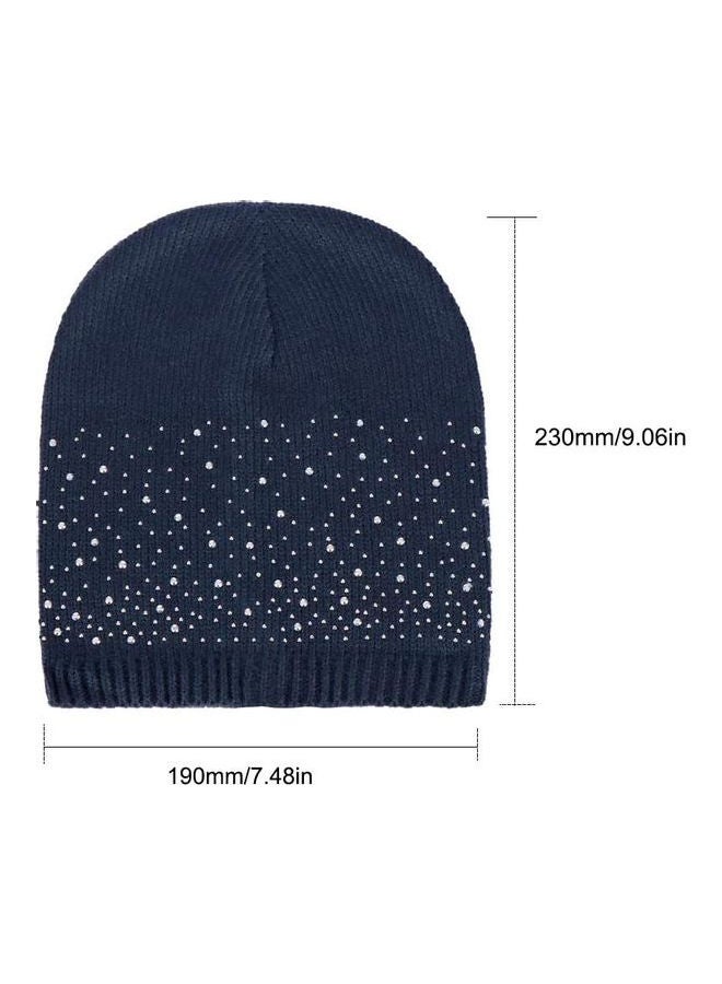 Dot Embellished Casual Beanie Blue/White  - Image 2