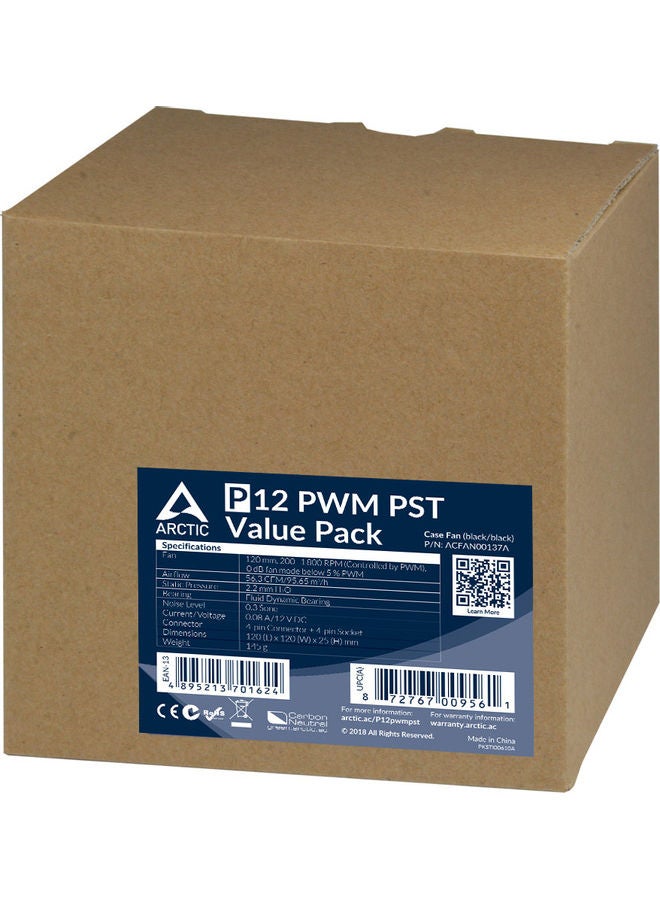 Arctic - Pack Of 5 Pressure Optimised Fan With PWM PST Black - Image 1