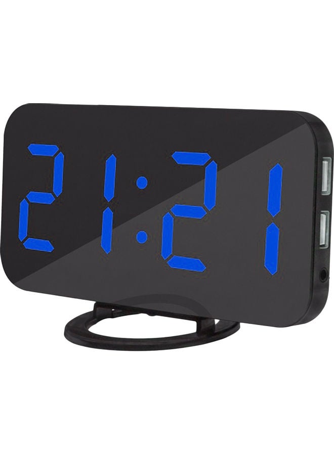 ساعة منبه رقمية بشاشة LED أسود/أزرق 15.80x1.30x7.70سم - Image 1
