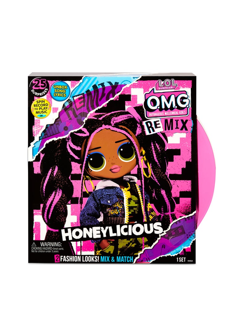 L.O.L. SURPRISE! - OMG Remix Plays Music With 25 Surprises Including Honeylicious Fashion Doll 12x12x3.2cm - Image 1