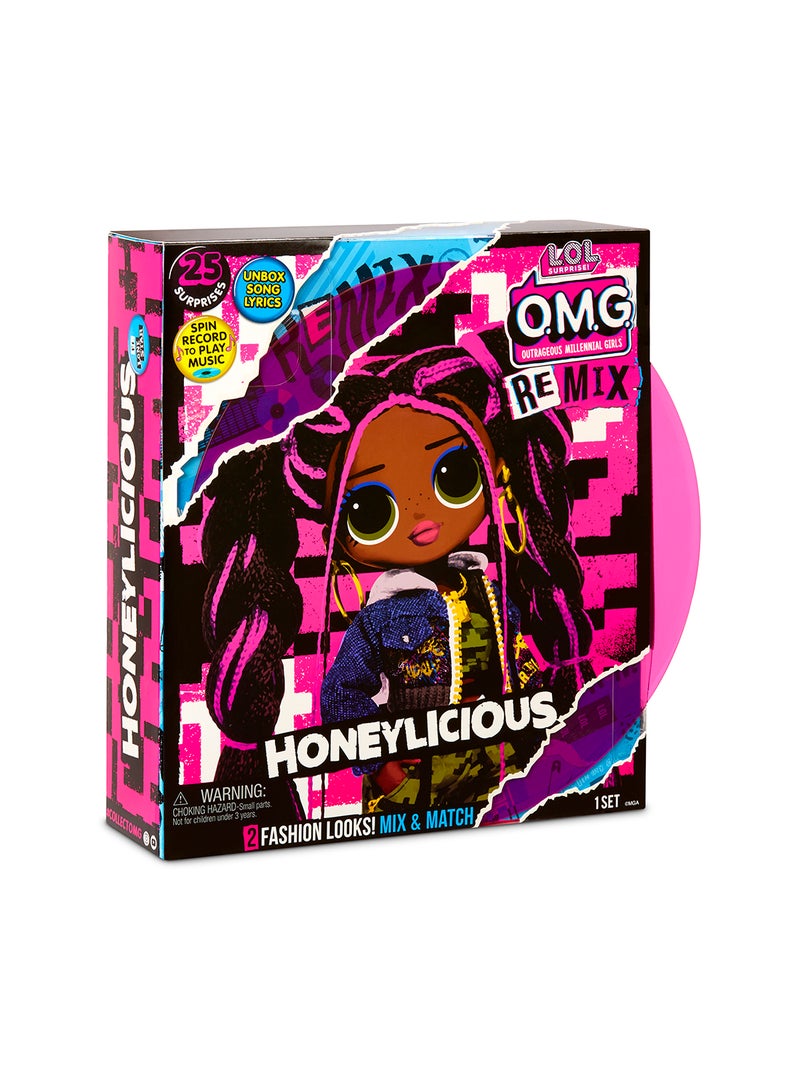 L.O.L. SURPRISE! - OMG Remix Plays Music With 25 Surprises Including Honeylicious Fashion Doll 12x12x3.2cm - Image 1