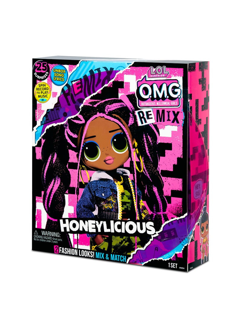 L.O.L. SURPRISE! - OMG Remix Plays Music With 25 Surprises Including Honeylicious Fashion Doll 12x12x3.2cm - Image 1