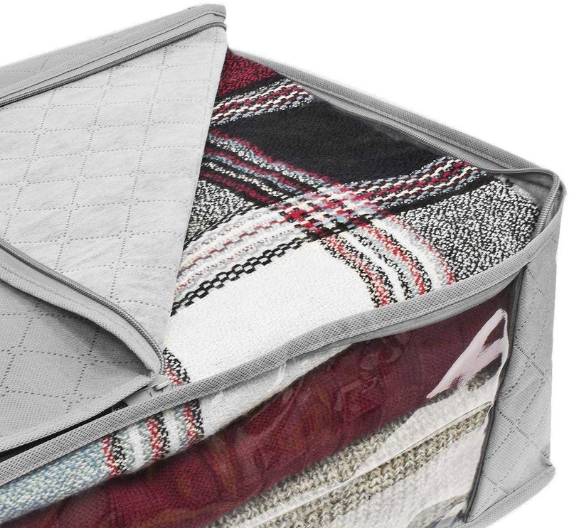 3-Piece Foldable Storage Bag Organizers With Carry Handles Grey 50cm - Image 3
