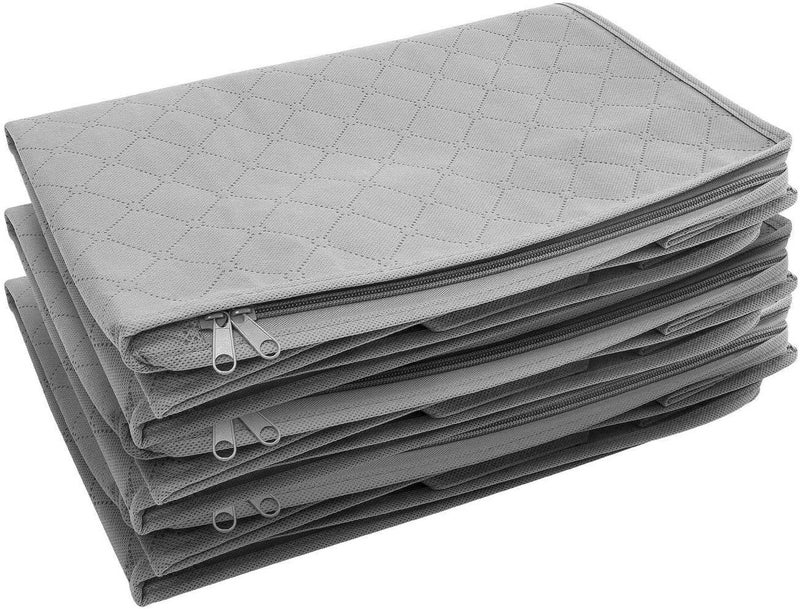 3-Piece Foldable Storage Bag Organizers With Carry Handles Grey 50cm - Image 4