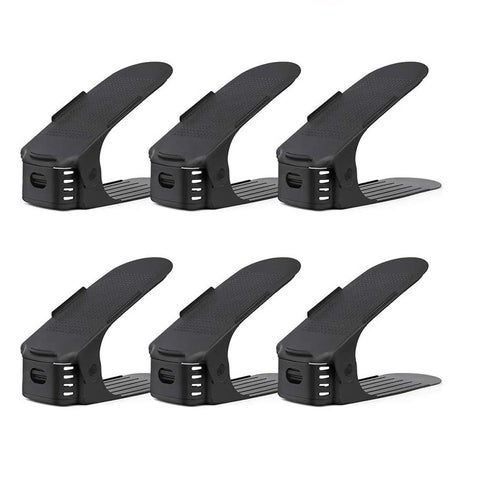 6-Piece Adjustable Space Saving  Shoe Organizer Shoebox Rack Black 10cm