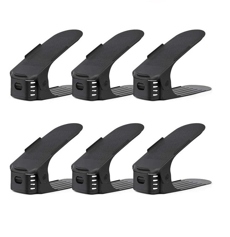 6-Piece Adjustable Space Saving  Shoe Organizer Shoebox Rack Black 10cm - Image 1