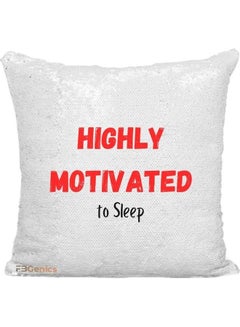 Highly Motivated To Sleep Printed Magic Decorative Pillow White/Red 40x40cm - v1609416927/N43382595A_1