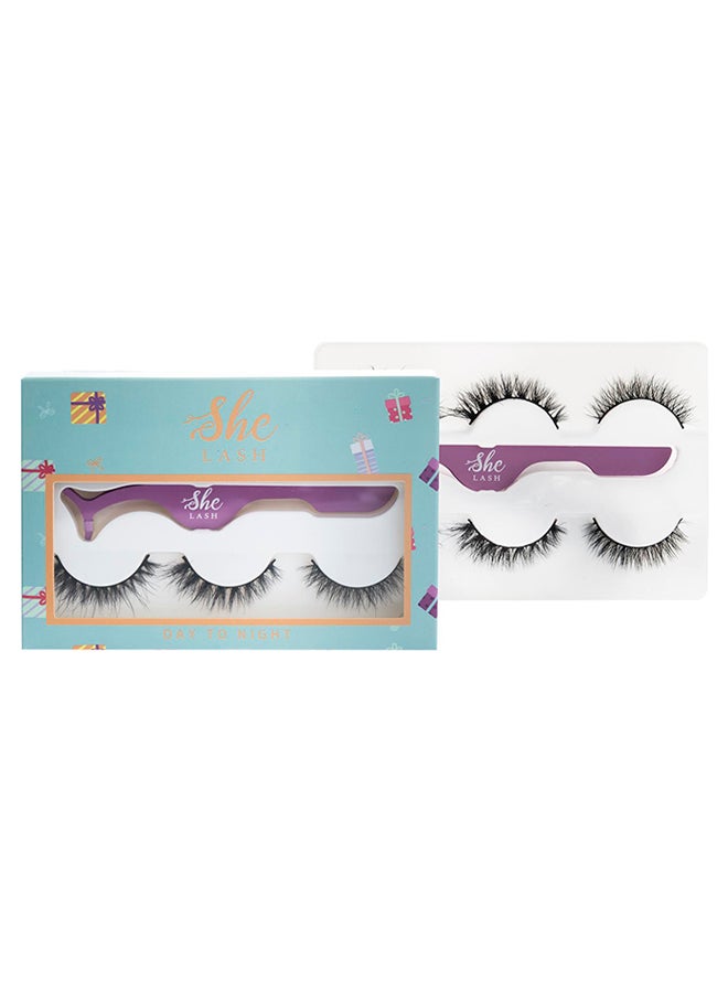 شي لاش طقم زوج مكون من 3 رموش صناعية داي تو نايت أسود - Image 1