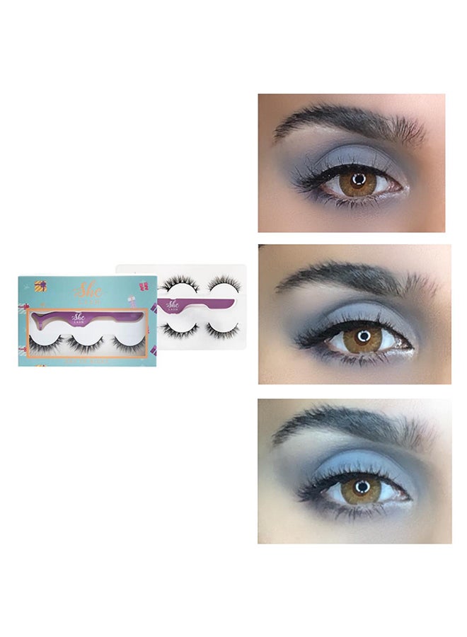 شي لاش طقم زوج مكون من 3 رموش صناعية داي تو نايت أسود - Image 2