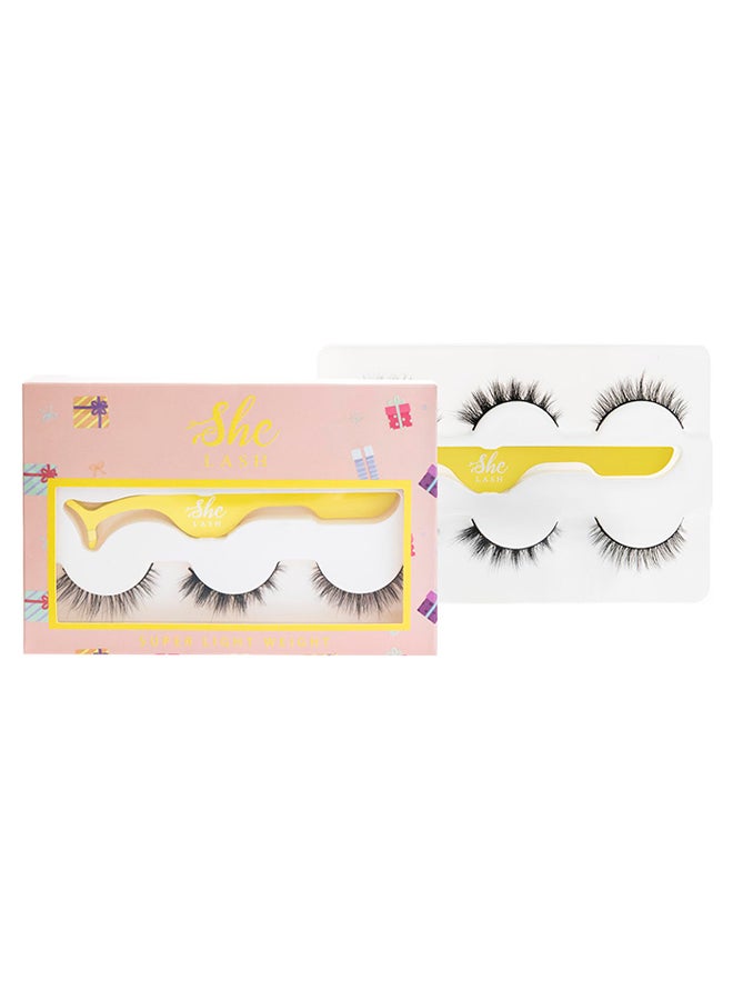 She LASH - Pair Of 3 Super Light Weight Flase Eyelash Set Black - Image 1
