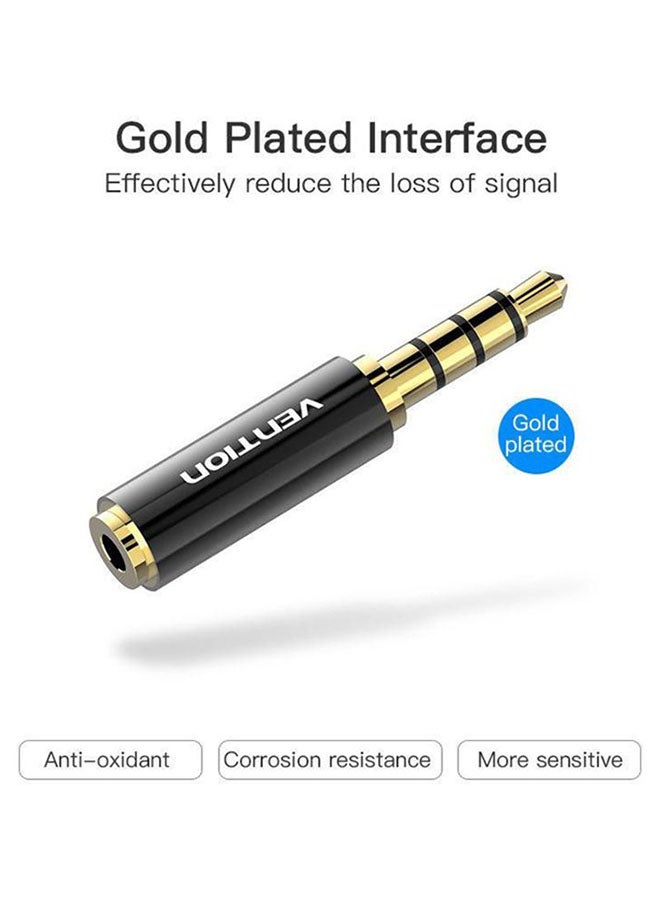 فينشن محول صوت ستيريو من 2.5 مم أنثى إلى 3.5 مم ذكر مطلي بالذهب أسود - Image 2