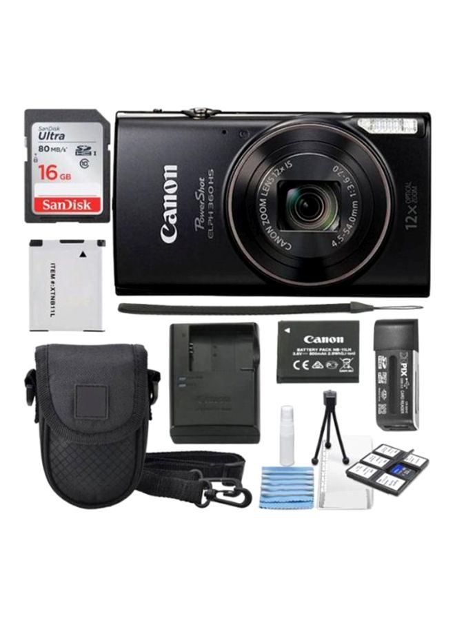 Canon - PowerShot ELPH 360 HS Point And Shoot Digital Camera With Deluxe Starter Kit - Image 1