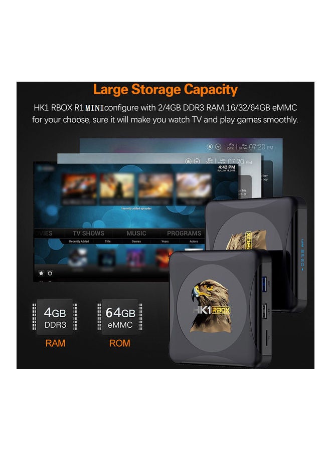 HK1 RBOX R1 Smart TV Box With Remote Control V8535UK-16G-V Black - Image 4
