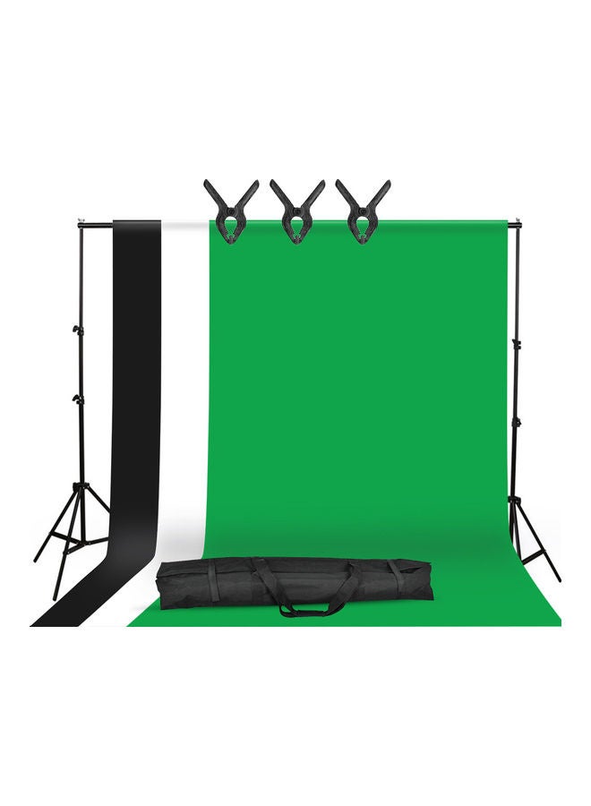 Generic - Backdrop Kit With Metal Stand Bracket, 3-Piece Backdrops Backdround, 3-Piece Backdrop Clamps Set With Carry Bag Black - Image 1