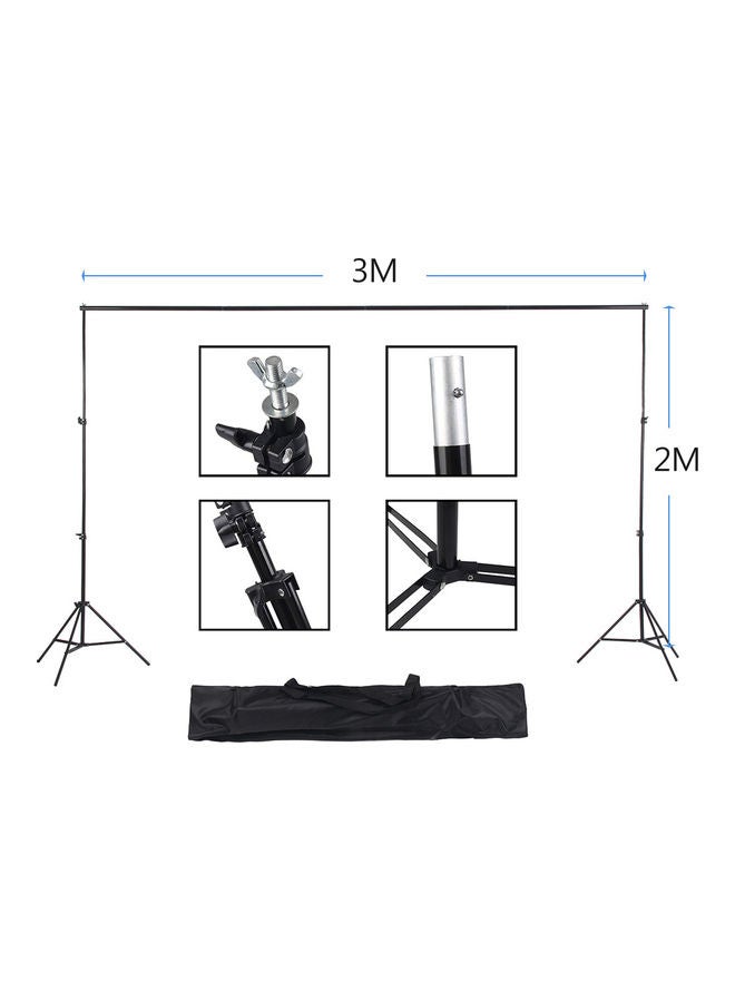 Generic - Backdrop Kit With Metal Stand Bracket, 3-Piece Backdrops Backdround, 3-Piece Backdrop Clamps Set With Carry Bag Black - Image 1
