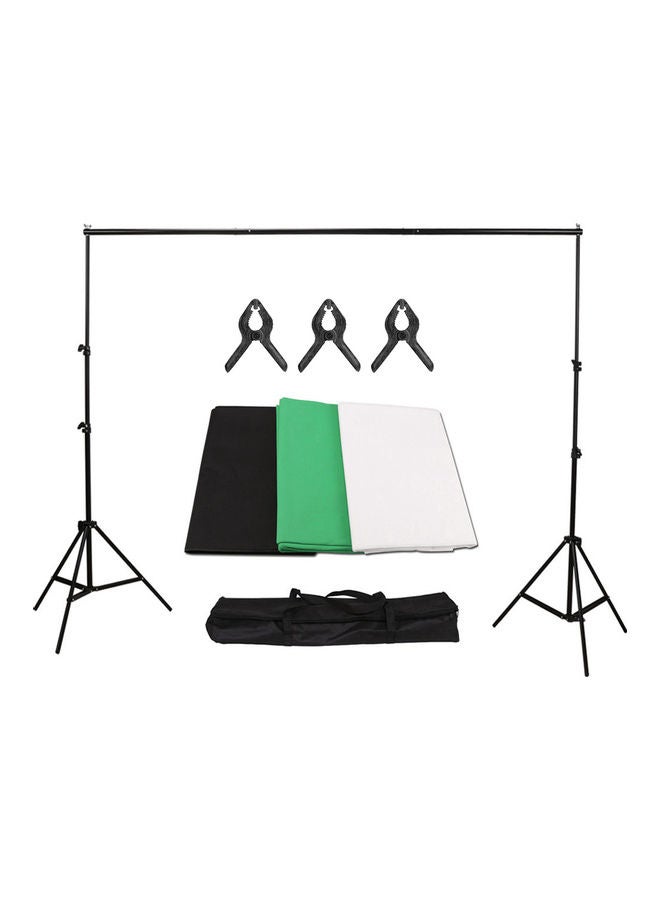 Generic - Backdrop Kit With Metal Stand Bracket, 3-Piece Backdrops Backdround, 3-Piece Backdrop Clamps Set With Carry Bag Black - Image 1