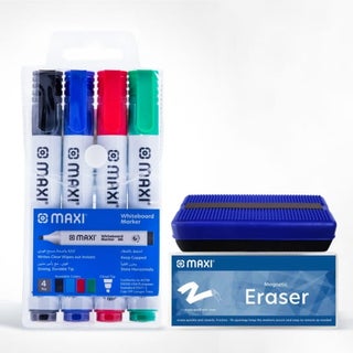 Magnetic Duster And Whiteboard Markers Set Assorted 4 Piece