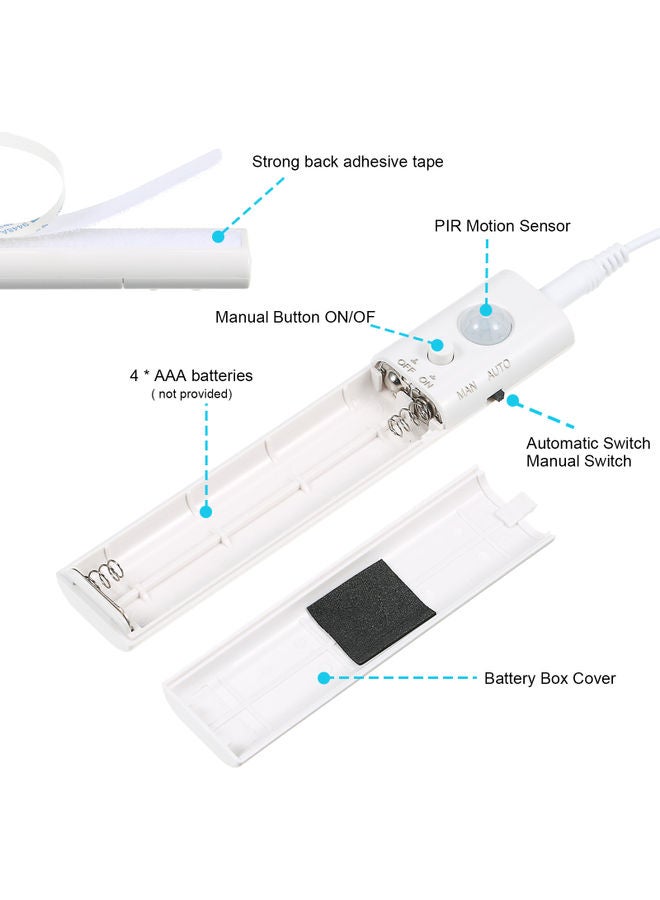 Blusea - PIR Motion Sensor S-Trip Light Cabinet Lamp White 22x2.5x17cm - Image 1