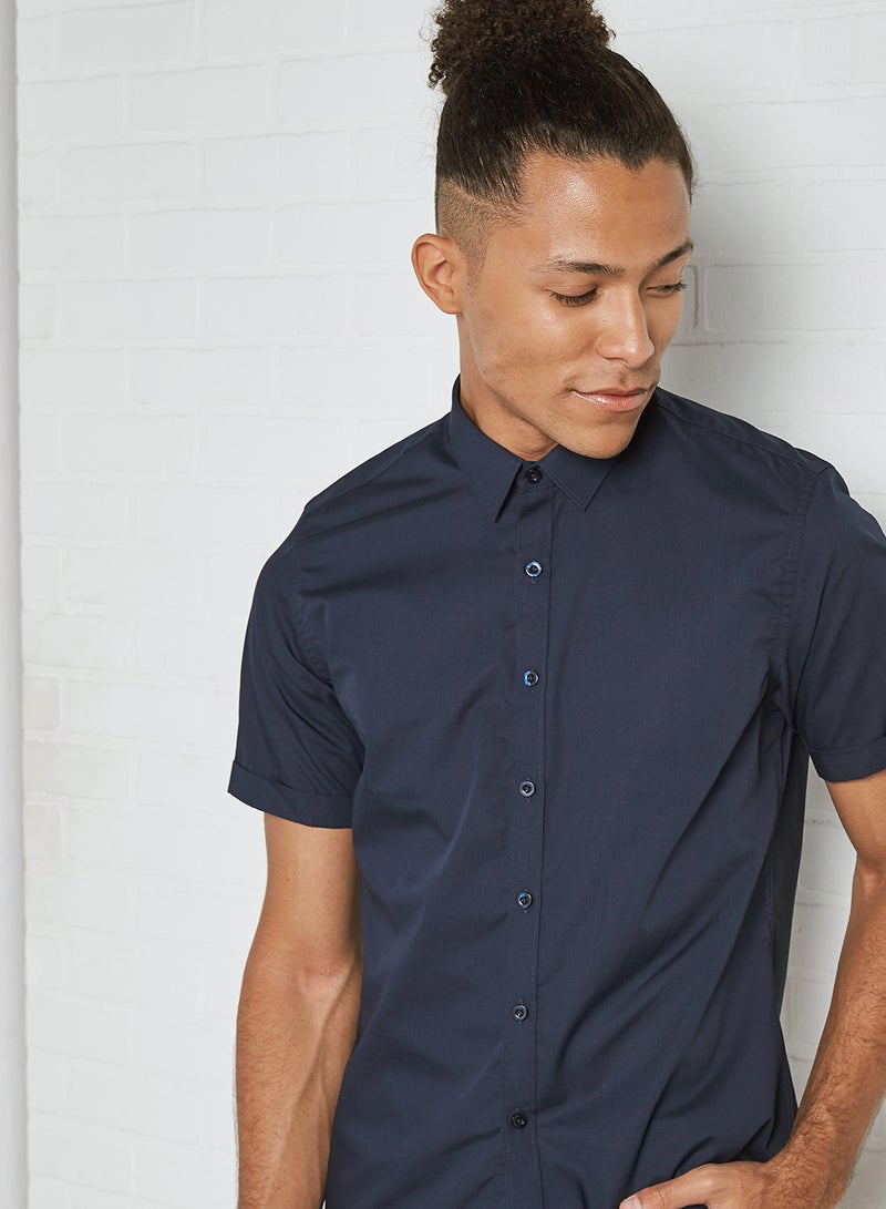 STATE 8 - Solid Short Sleeve Shirt Navy - Image 1