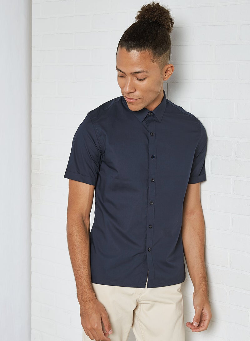 STATE 8 - Solid Short Sleeve Shirt Navy - Image 1